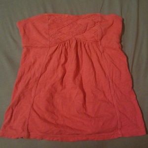 Coral strapless top